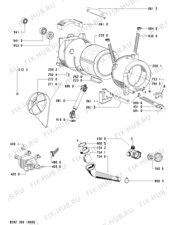 Схема №1 AWO/D 41115 с изображением Модуль (плата) для стиралки Whirlpool 481221470846