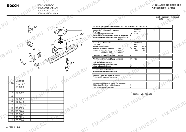 Взрыв-схема холодильника Bosch KIM3002NE - Схема узла 03