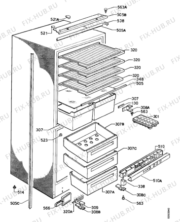 Взрыв-схема холодильника Juno JKG6493 - Схема узла Housing 001