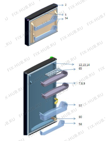 Схема №2 WTM 250 R WH с изображением Дверца для холодильника Whirlpool 482000094660