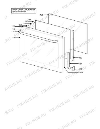 Взрыв-схема плиты (духовки) Aeg D81005WE - Схема узла H10 Main Oven Door (large)