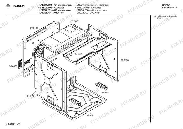 Взрыв-схема плиты (духовки) Bosch HEN202L - Схема узла 04