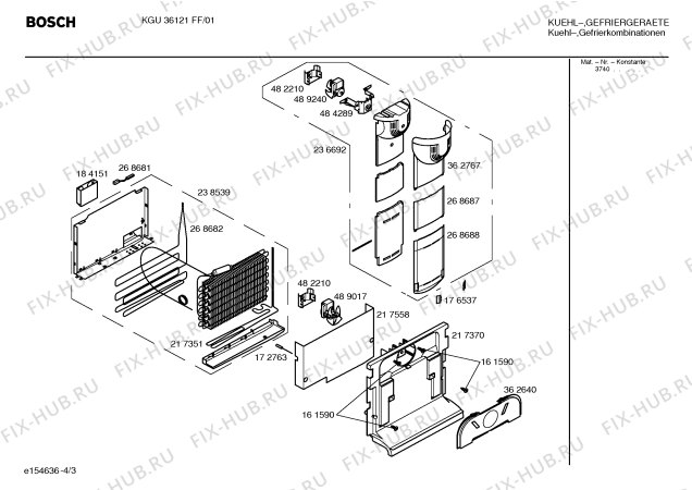 Взрыв-схема холодильника Bosch KGU36121FF - Схема узла 03