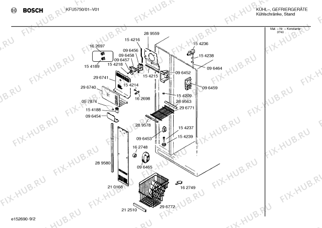 Схема №1 KFU5750 с изображением Поднос для холодильника Bosch 00296820