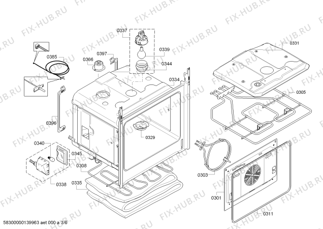 Взрыв-схема плиты (духовки) Bosch HBA56B550A - Схема узла 03