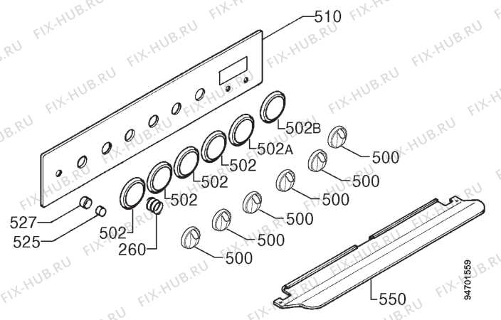 Взрыв-схема плиты (духовки) Electrolux EK6780W - Схема узла Command panel 037