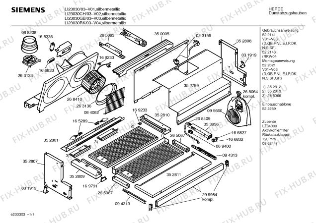 Схема №1 LI16030RK с изображением Инструкция по эксплуатации для электровытяжки Siemens 00522143