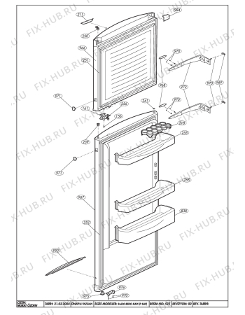 Взрыв-схема холодильника Beko BEKO RDP 6200 HCA (6040487182) - DOOR ASSY. (B-620 P HANDLE)