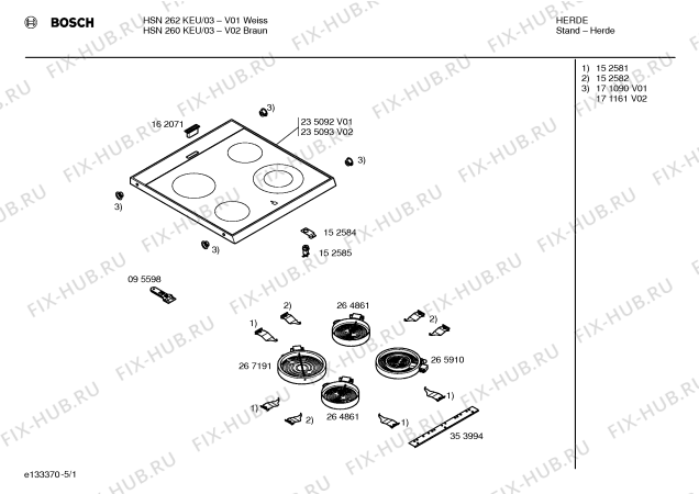 Схема №1 HSN260KEU с изображением Стеклокерамика для духового шкафа Bosch 00235093