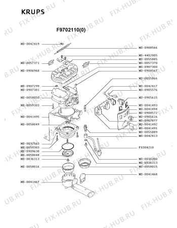 Взрыв-схема кофеварки (кофемашины) Krups F9702110(0) - Схема узла 8P001862.0P2