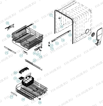 Взрыв-схема посудомоечной машины Asko D5142 XL NO   -Black Bi (337807, DW70.5) - Схема узла 02