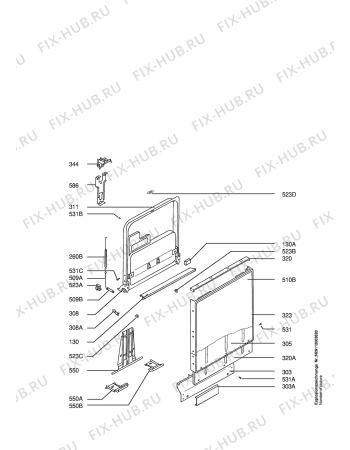 Взрыв-схема посудомоечной машины Aeg Electrolux F65080UB - Схема узла Door 003