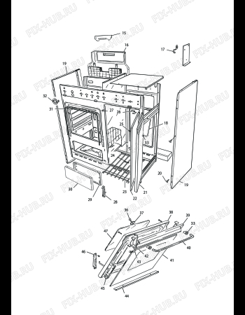 Взрыв-схема плиты (духовки) DELONGHI GEC 8542 GB S I - Схема узла 2