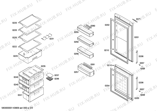 Схема №2 KGS36X11 с изображением Дверь для холодильной камеры Bosch 00248583