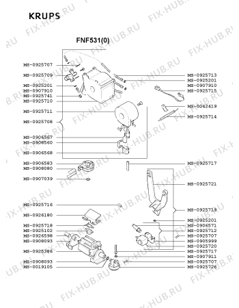 Взрыв-схема кофеварки (кофемашины) Krups FNF531(0) - Схема узла UP002505.0P4