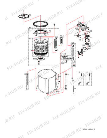 Схема №2 WTLA1300SL-Tub&drum с изображением Тумблер Whirlpool 482000023531