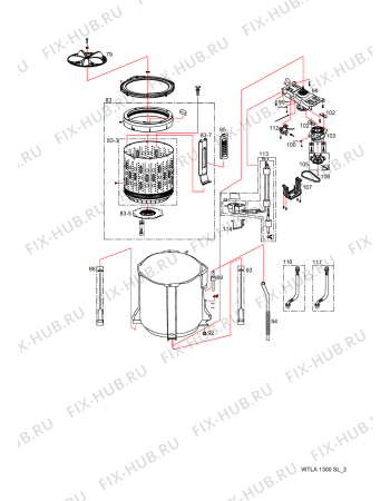 Схема №2 WTLA1300SL-Tub&drum с изображением Крышечка Whirlpool 482000023547