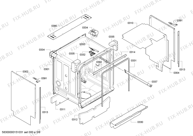 Взрыв-схема посудомоечной машины Bosch SMU53M95EU - Схема узла 03