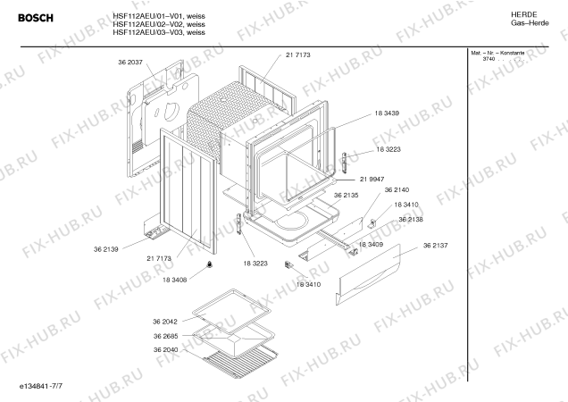 Взрыв-схема плиты (духовки) Bosch HSF112AEU - Схема узла 07