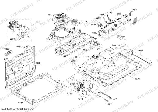 Взрыв-схема плиты (духовки) Bosch HBN78R751U - Схема узла 02