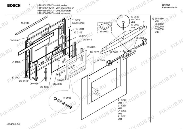 Схема №3 HBN6452FN с изображением Панель управления для духового шкафа Bosch 00432704