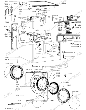 Схема №1 AWOE 9424 с изображением Модуль (плата) для стиралки Whirlpool 481010615782