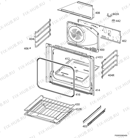 Взрыв-схема плиты (духовки) Zanussi ZOP37922XU - Схема узла Oven