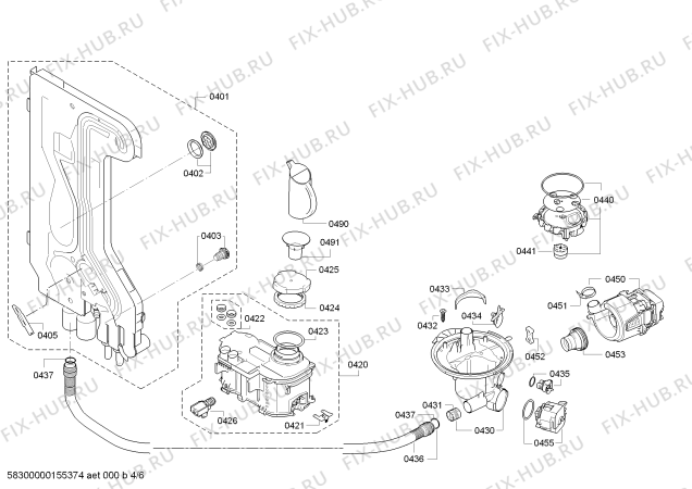 Взрыв-схема посудомоечной машины Siemens SN25E201FF - Схема узла 04