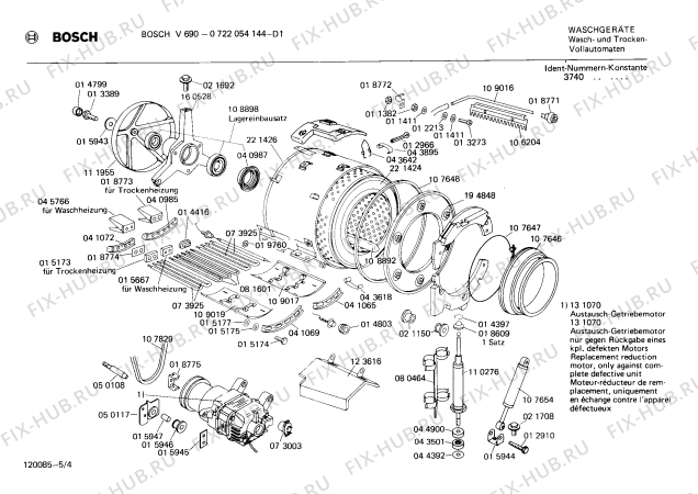 Взрыв-схема стиральной машины Bosch 0722054144 V690 - Схема узла 04