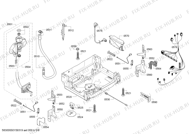 Взрыв-схема посудомоечной машины Bosch SMI85M45DE Exclusiv - Схема узла 05