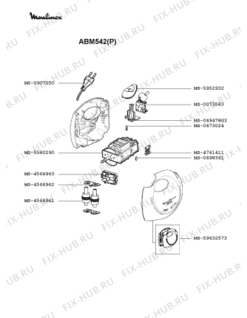 Взрыв-схема блендера (миксера) Moulinex ABM542(P) - Схема узла AP000631.0P2