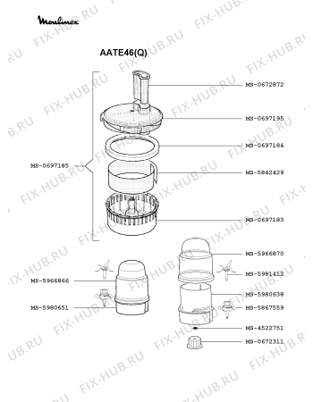 Взрыв-схема кухонного комбайна Moulinex AATE46(Q) - Схема узла Q0000026.6Q2