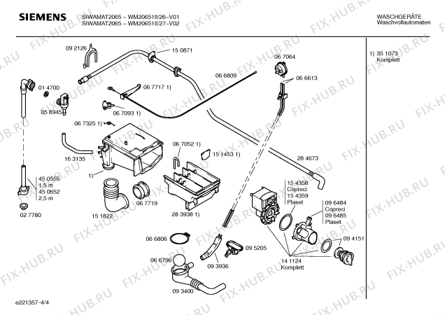 Взрыв-схема стиральной машины Siemens WM20651II SIWAMAT 2065 - Схема узла 04