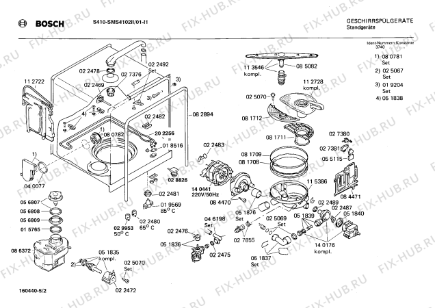 Взрыв-схема посудомоечной машины Bosch SMS4102II S 410 - Схема узла 02