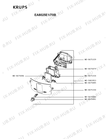 Взрыв-схема кофеварки (кофемашины) Krups EA8025E1/70B - Схема узла RP004257.9P3