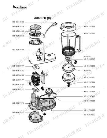 Взрыв-схема детских весов и аксессуаров Moulinex A863P1F(0) - Схема узла XP001983.3P2