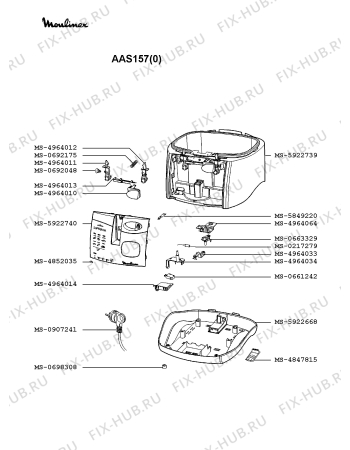 Взрыв-схема тостера (фритюрницы) Moulinex AAS157(0) - Схема узла AP002132.2P2