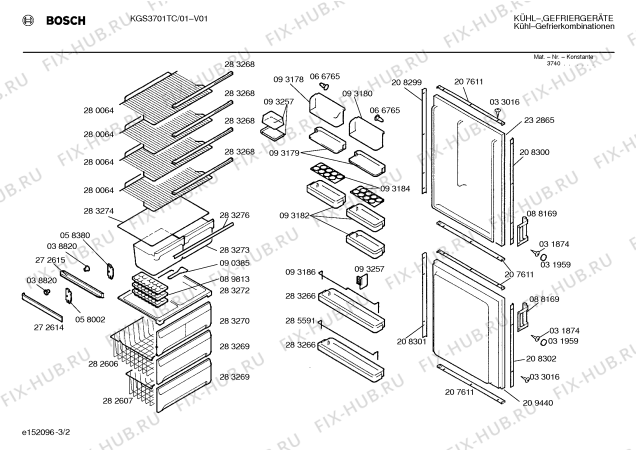 Взрыв-схема холодильника Bosch KGS3701TC - Схема узла 02