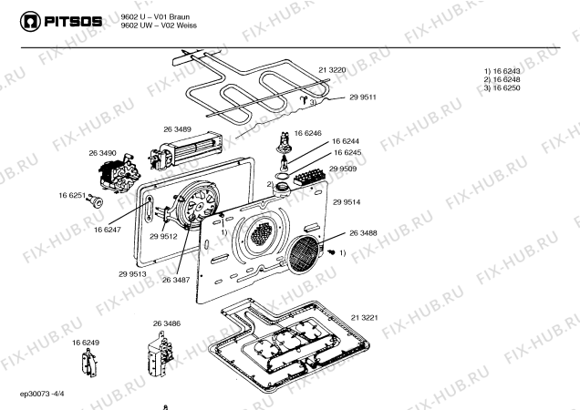 Схема №2 EU9602UW с изображением Контрольная лампа для плиты (духовки) Bosch 00166224