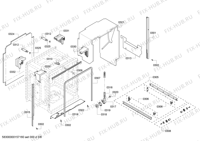 Взрыв-схема посудомоечной машины Bosch SHX55R56UC SilencePlus 46dBA - Схема узла 03