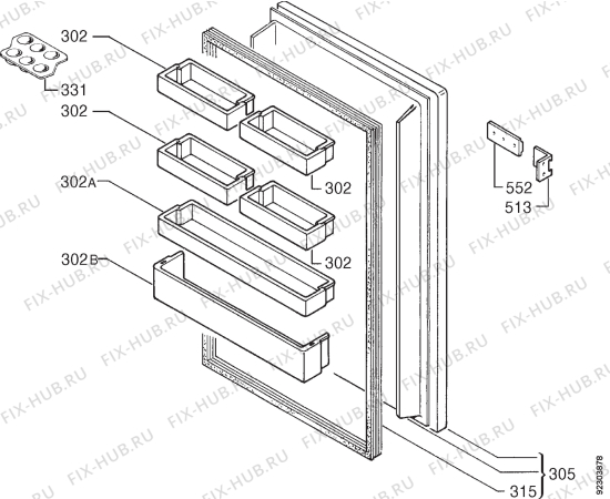 Взрыв-схема холодильника Nardi R165 - Схема узла Door 003