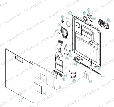 Взрыв-схема посудомоечной машины Asko D5914 XXL EU   -Stainless (340319, DW90.C) - Схема узла 05