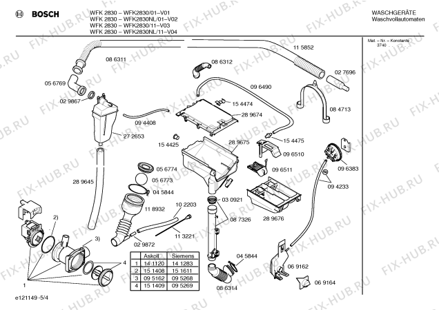 Взрыв-схема стиральной машины Bosch WFK2830 - Схема узла 04