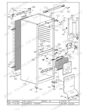 Схема №1 BEKO CNE 32100 X (7202548793) с изображением Корпусная деталь для холодильника Beko 4365350200