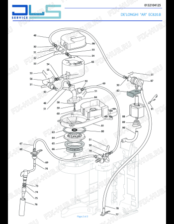 Схема №1 EC820.B с изображением Кабель для электрокофемашины DELONGHI 5013211521