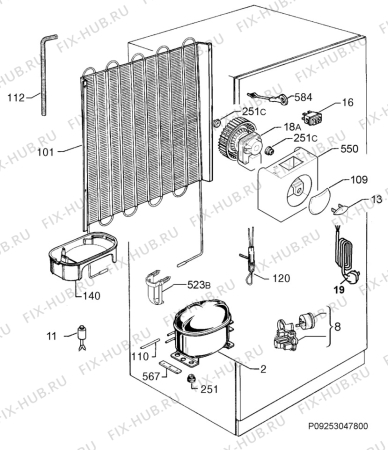 Взрыв-схема холодильника Zanussi ZBB29445SA - Схема узла Cooling system 017