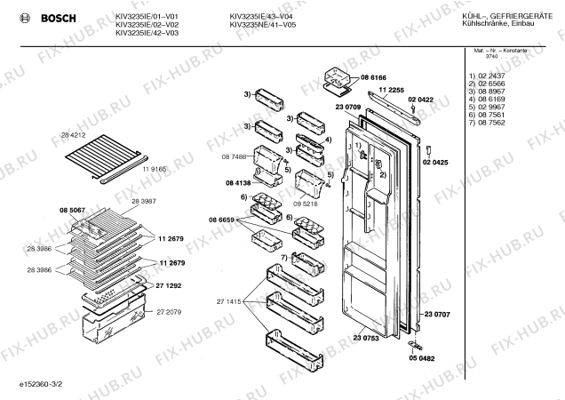 Взрыв-схема холодильника Bosch KIV3235IE - Схема узла 02
