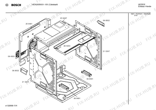 Схема №2 HEN205N с изображением Панель управления для плиты (духовки) Bosch 00351390