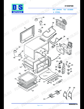 Схема №1 EO 3890 STEEL с изображением Держатель для электропечи DELONGHI 7118101400