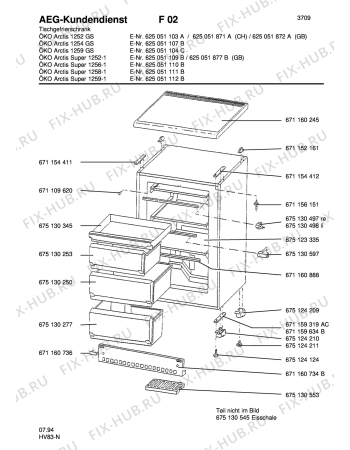 Взрыв-схема холодильника Aeg ARC1254 GS - Схема узла Housing 001